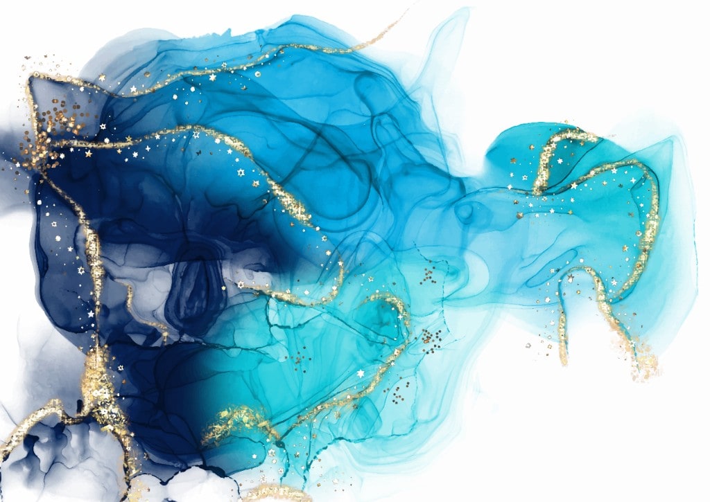 Jesmonite Craft by Chhavi - blue and gold fluid pour